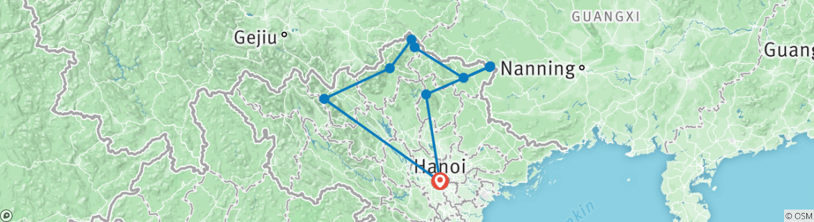 Karte mit der Reiseroute