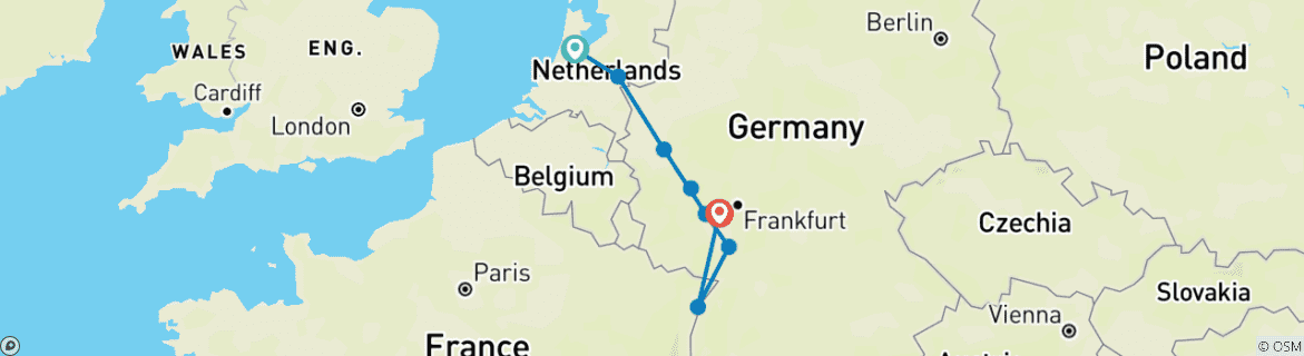 Image d'une carte montrant l'itinéraire du circuit