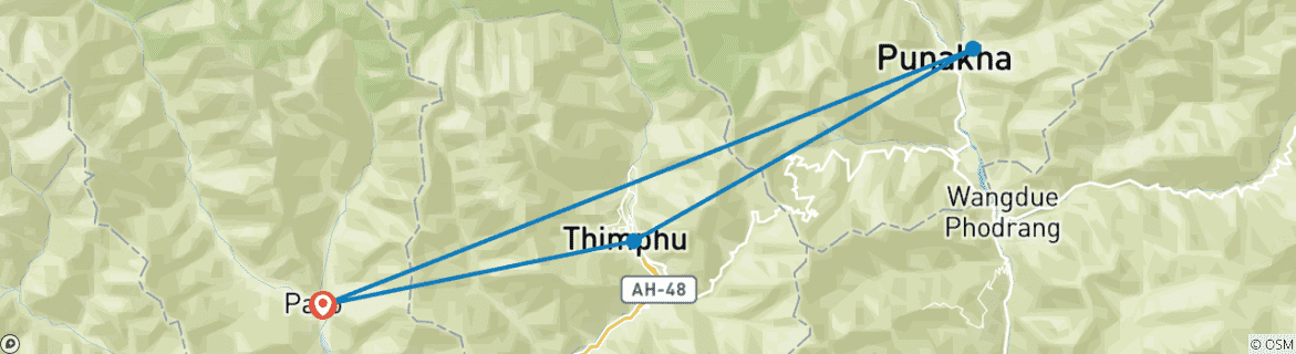 Image d'une carte montrant l'itinéraire du circuit