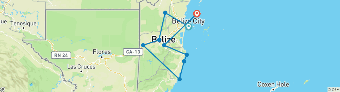 Image d'une carte montrant l'itinéraire du circuit