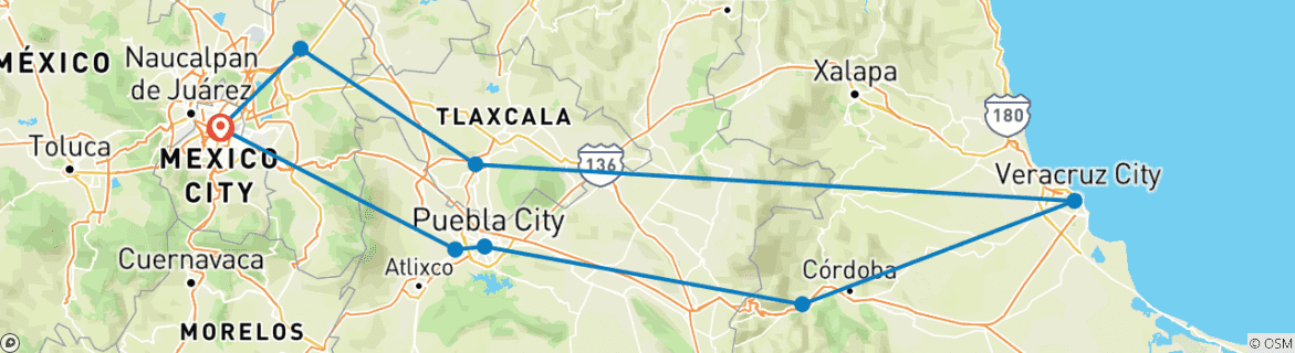 Image d'une carte montrant l'itinéraire du circuit