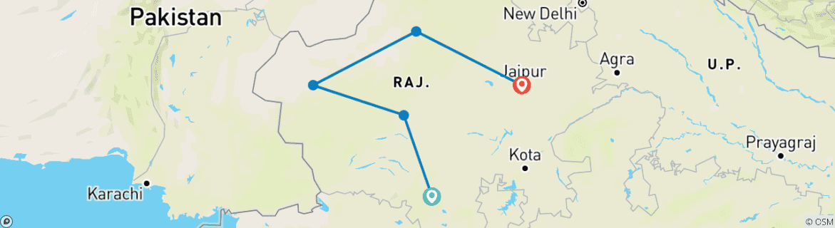 Image d'une carte montrant l'itinéraire du circuit