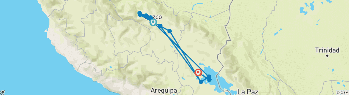 Image d'une carte montrant l'itinéraire du circuit