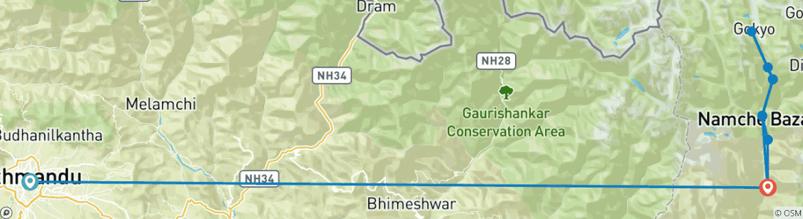 Image d'une carte montrant l'itinéraire du circuit