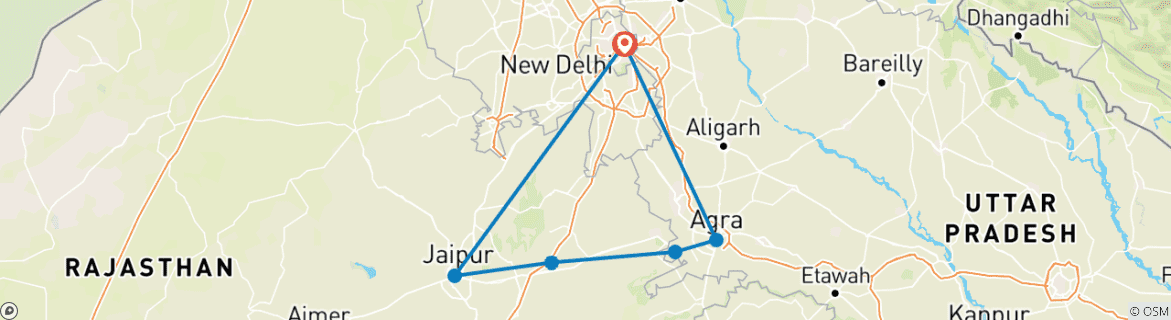 Image d'une carte montrant l'itinéraire du circuit