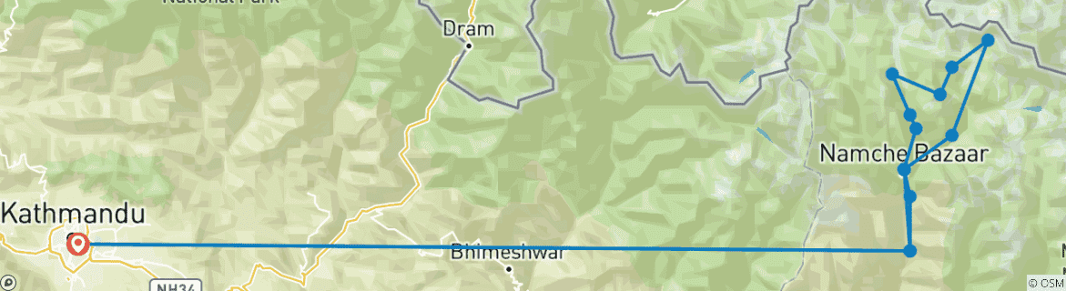 Image d'une carte montrant l'itinéraire du circuit