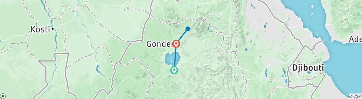 Foto van een kaart met de route van de rondreis