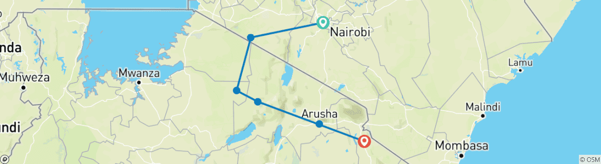 Image d'une carte montrant l'itinéraire du circuit