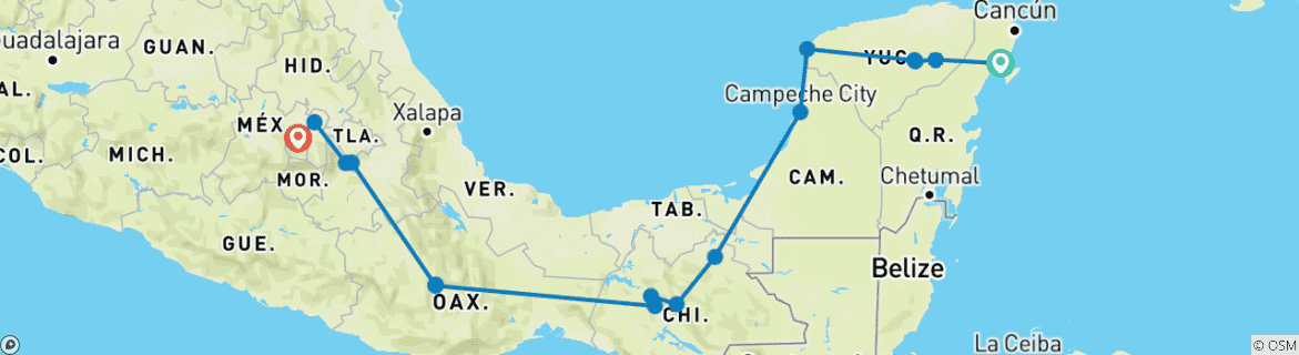 Imagen de un mapa que muestra la ruta del circuito