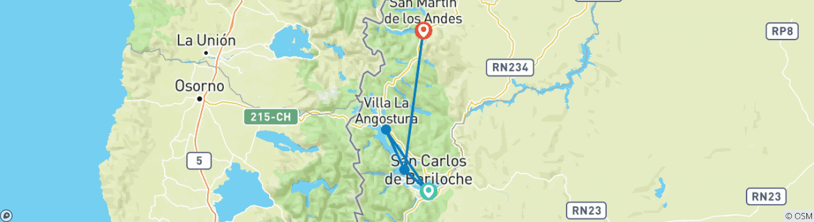 Karte mit der Reiseroute