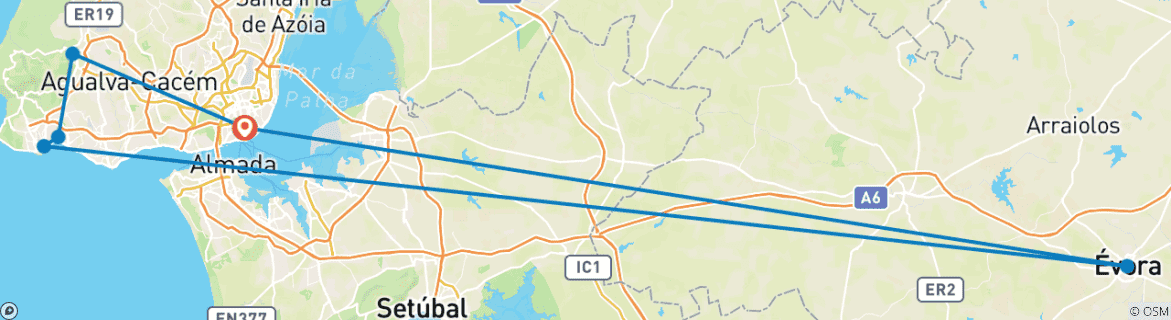 Image d'une carte montrant l'itinéraire du circuit
