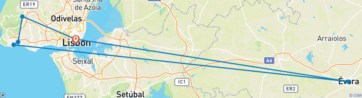 Image d'une carte montrant l'itinéraire du circuit