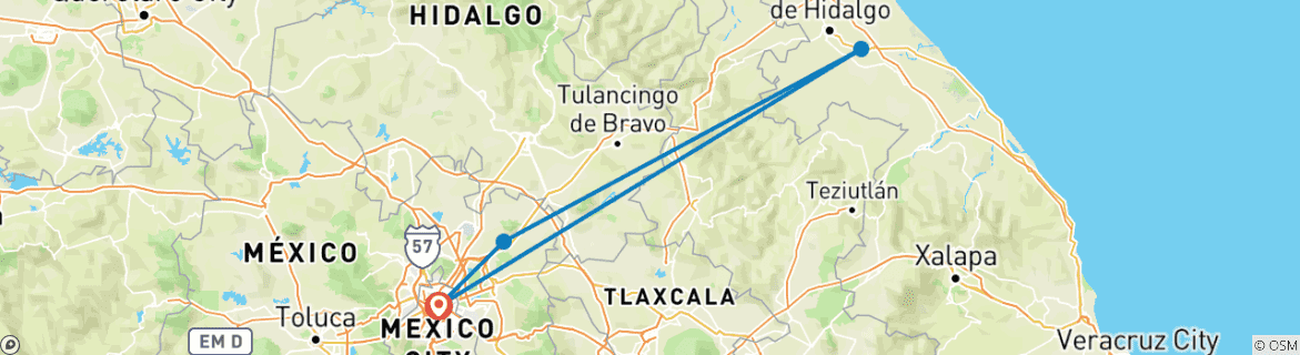 Image d'une carte montrant l'itinéraire du circuit