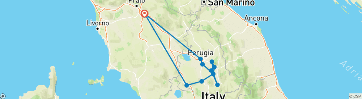 Image d'une carte montrant l'itinéraire du circuit