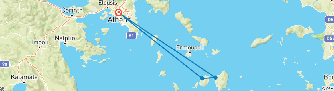 Image d'une carte montrant l'itinéraire du circuit