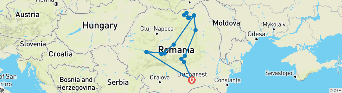 Image d'une carte montrant l'itinéraire du circuit