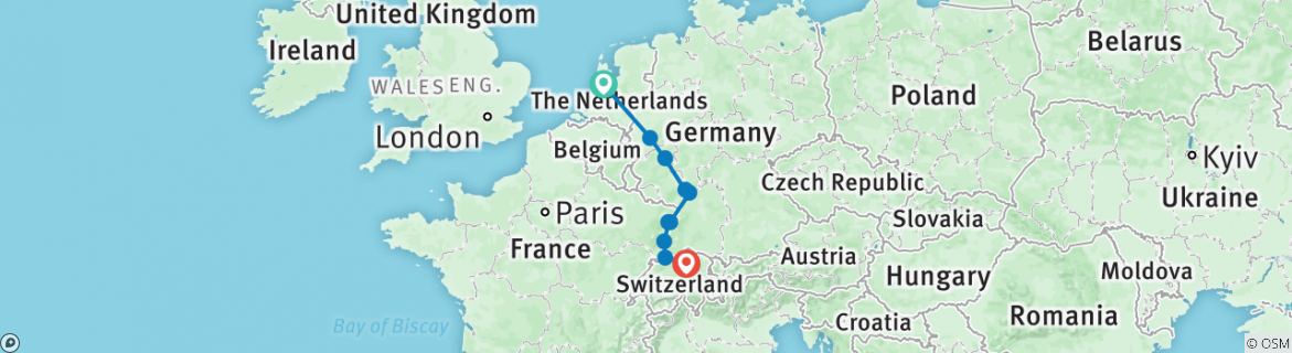 Karte mit der Reiseroute