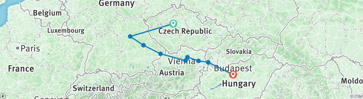 Karte mit der Reiseroute