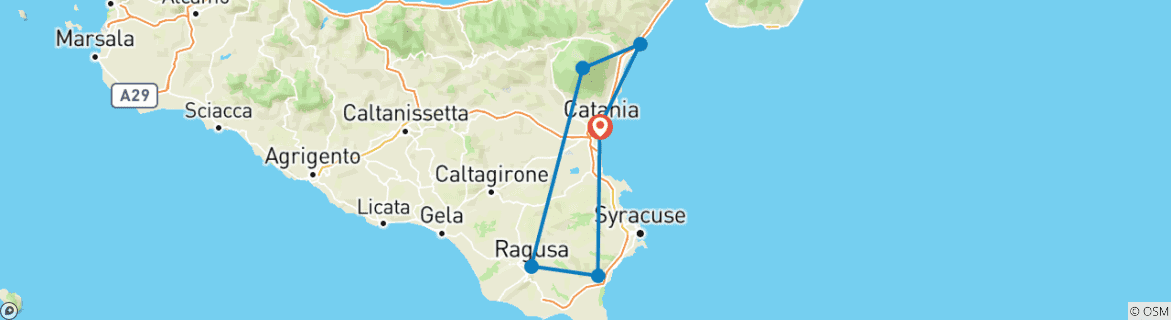 Image d'une carte montrant l'itinéraire du circuit