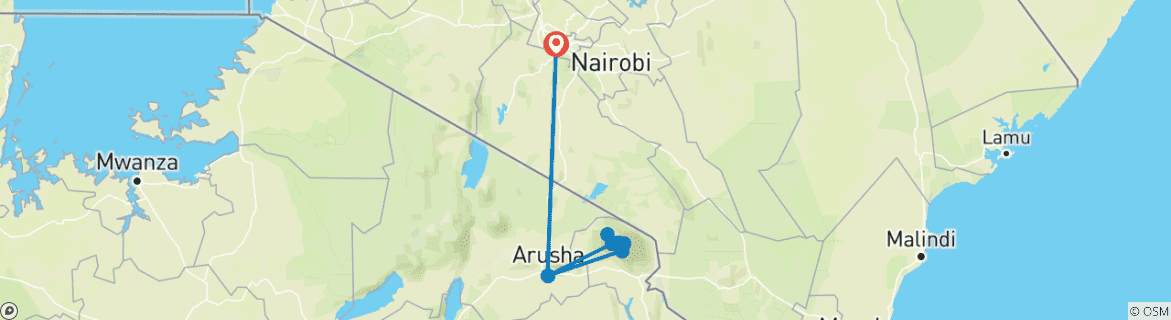 Carte du circuit Route de Machame : 7 jours pour conquérir le Kilimandjaro
