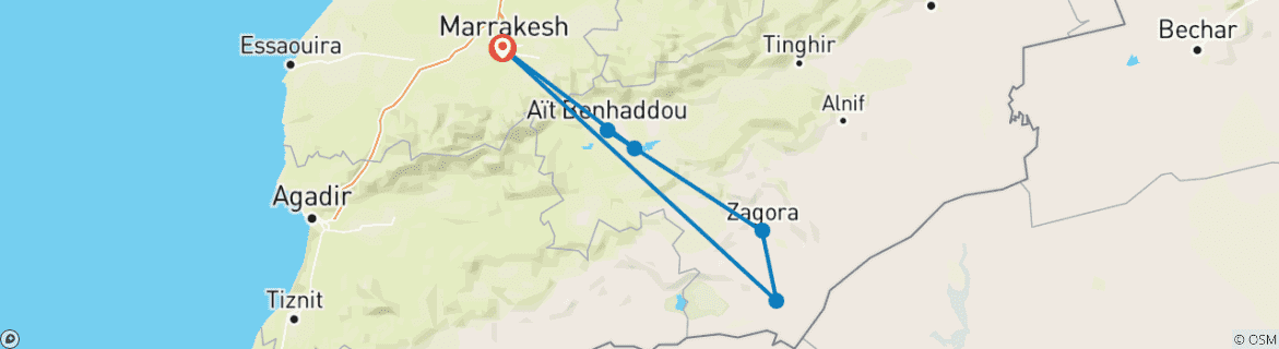 Image d'une carte montrant l'itinéraire du circuit