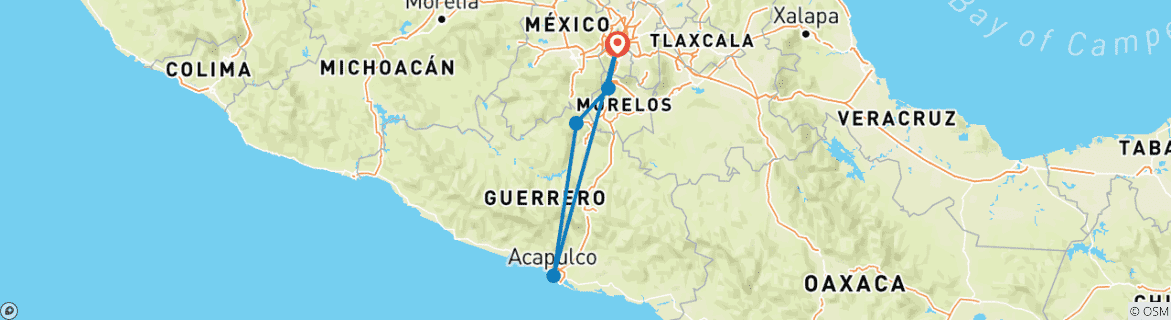 Karte mit der Reiseroute