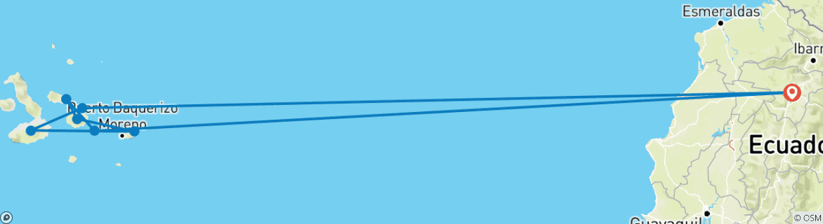 Karte mit der Reiseroute