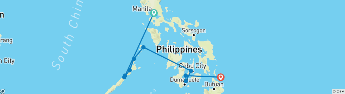 Image d'une carte montrant l'itinéraire du circuit