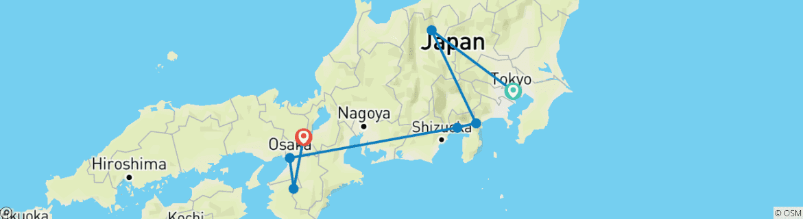 Image d'une carte montrant l'itinéraire du circuit