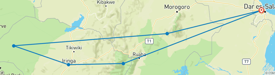 Karte mit der Reiseroute