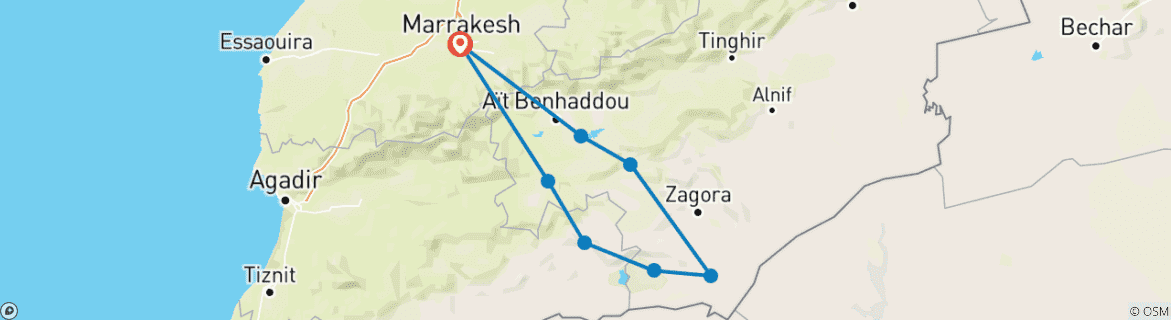 Karte mit der Reiseroute