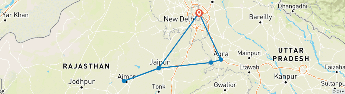 Foto van een kaart met de route van de rondreis