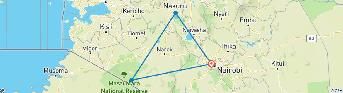 Karte mit der Reiseroute