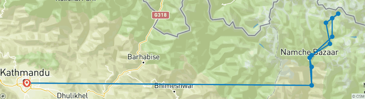 Karte mit der Reiseroute