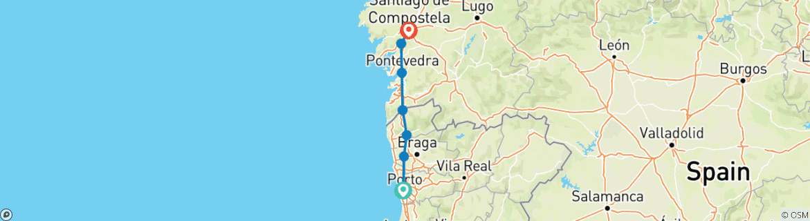 Image d'une carte montrant l'itinéraire du circuit