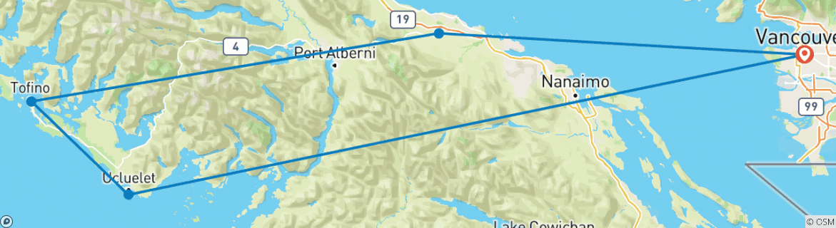 Karte mit der Reiseroute
