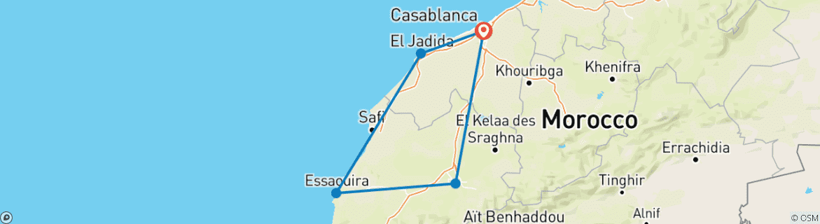 Image d'une carte montrant l'itinéraire du circuit