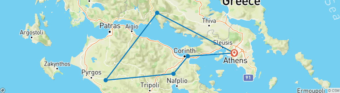 Image d'une carte montrant l'itinéraire du circuit