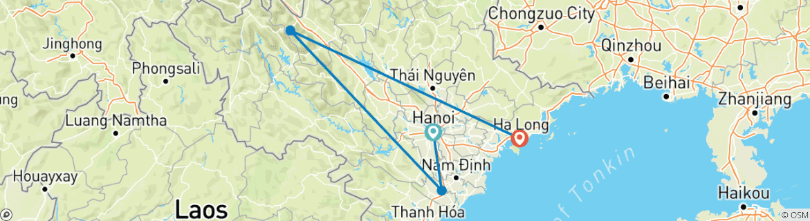 Image d'une carte montrant l'itinéraire du circuit