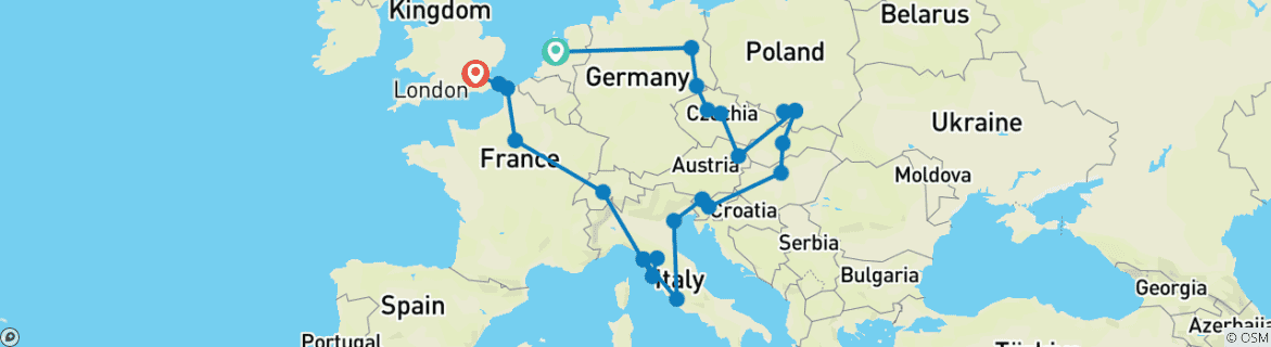 Image d'une carte montrant l'itinéraire du circuit