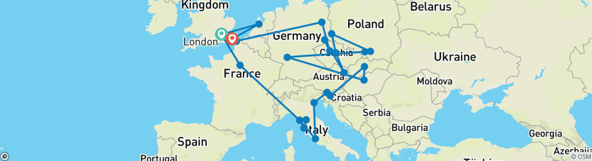 Image d'une carte montrant l'itinéraire du circuit