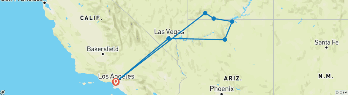 Image d'une carte montrant l'itinéraire du circuit