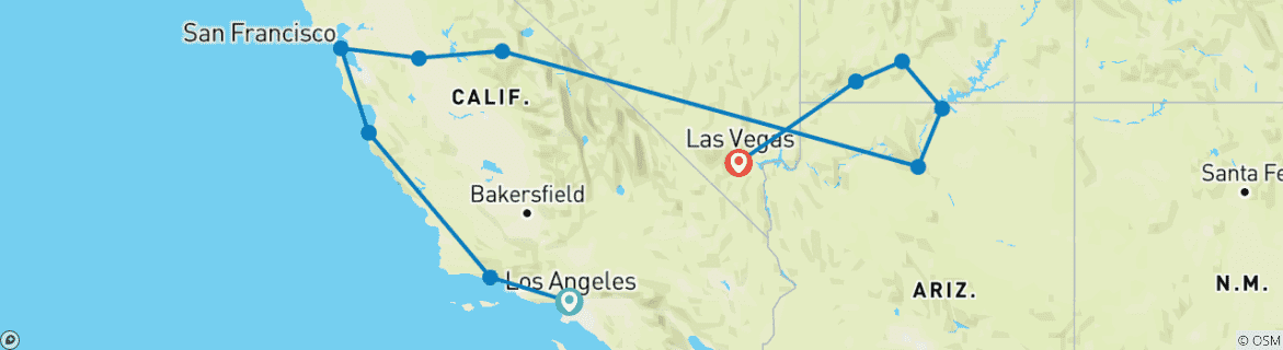 Image d'une carte montrant l'itinéraire du circuit