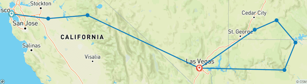 Karte mit der Reiseroute