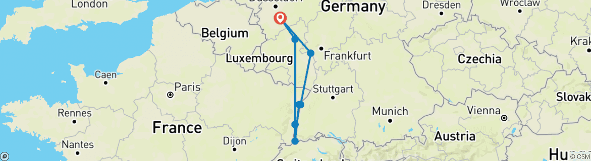Karte mit der Reiseroute