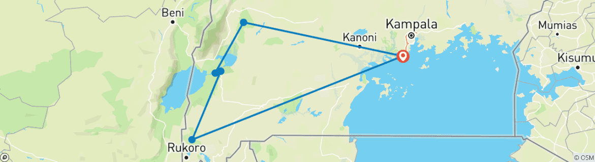 Foto van een kaart met de route van de rondreis