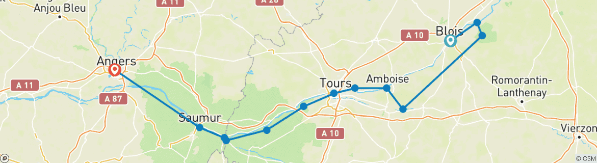 Carte du circuit La vallée de la Loire à vélo