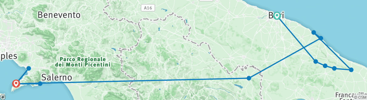Karte mit der Reiseroute