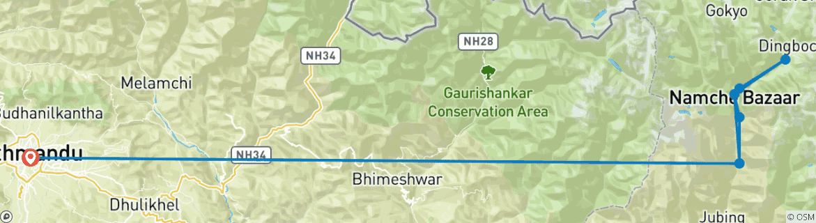 Karte mit der Reiseroute