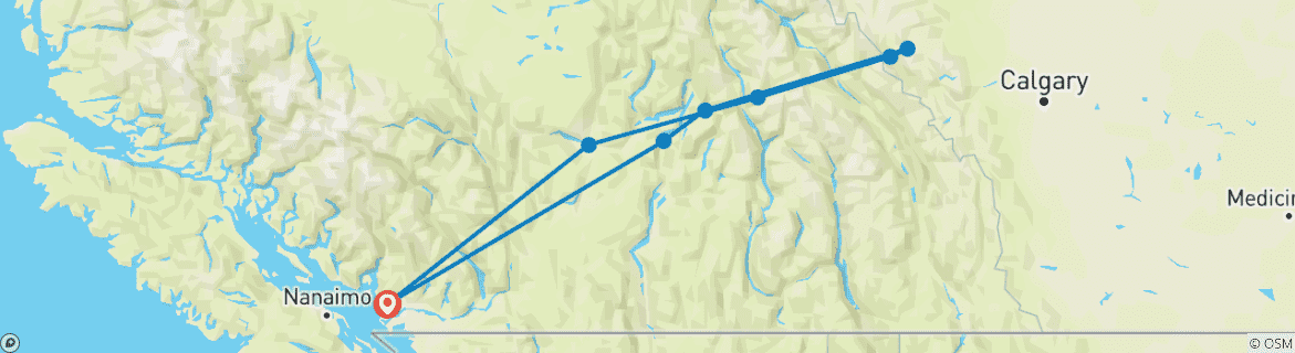 Image d'une carte montrant l'itinéraire du circuit